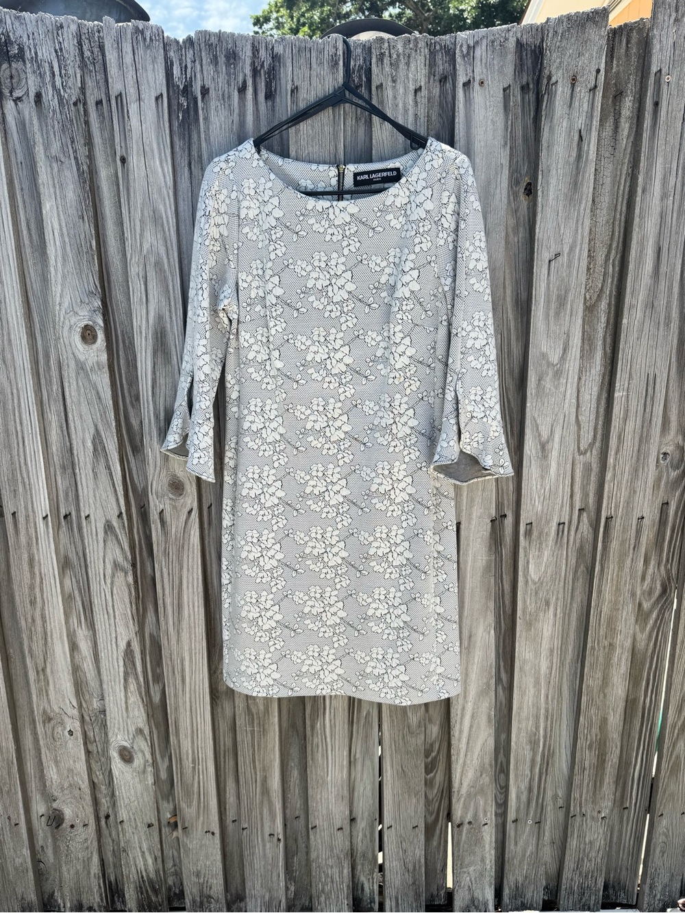 Karl Lagerfeld Light Gray Floral Midi Dress